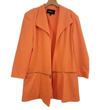 MetroStyle Blazer Bright Orange Jacket Sz 16 Lined Zip Around Adjustable 