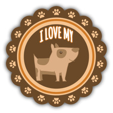I Love My Dog Animal Badge Car Bumper Sticker Decal