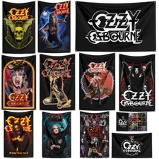 Ozzy Osbourne Singer Flag Banner Wall Hang Tapestry Polyester + Brass Grommets