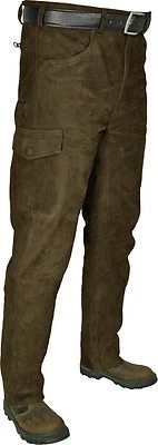 Lederhose Freizeit- Jagdhose Trachten  Semi Büffelleder dunkel braun-oliv - Bild 1 von 3