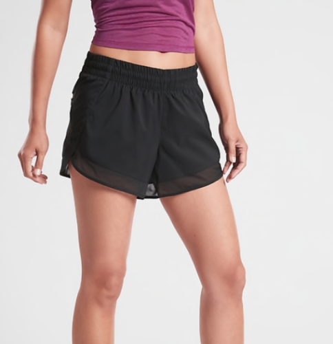 "ATHLETA XXS Mesh Racer Run Short 4\", sz XXS Black Running Shorts w/ Liner NWT"