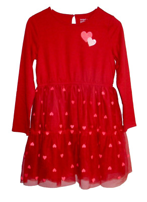 Red Valentine's Day Tulle Tutu Dress Sequin Hearts Girls Size L (10/12) PLUS NWT