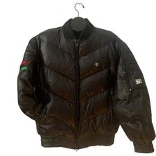 Akademiks Mens Black Polar Explorer Down Puffer Jacket Sz XL Full Zip Pan Africa