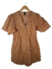 Y.A.S Damen Hemdblusenkleid Blumenmuster Braun Gr. L Baumwolle Freizeit