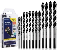 12-PCS Concrete Drill Bit Set & Masonry Drill Bit Set, Cement Drill Bits
