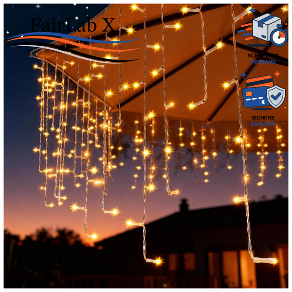 Lichterkette AußEn LED 200 LED 5M Warmweiß IP44 Wasserdicht Mit Timer 8 Modi-image