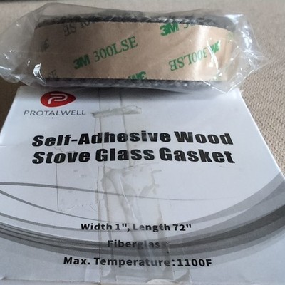 Protalwell Self Adhesive Wood Stove Window Glass Gasket Tape 1'' Width 72'' Length