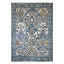 10'x13'10" Gray Hand Knotted Peshawar with Geometric Leaf Design Wool Rug 21139
