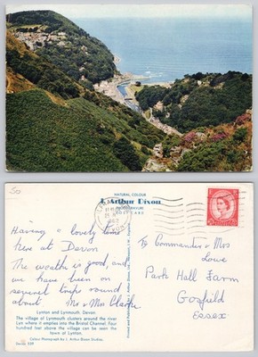 c44555 Lynton Lynmouth Devon England J Arthur Dixon Postkarte 1962 Briefmarke