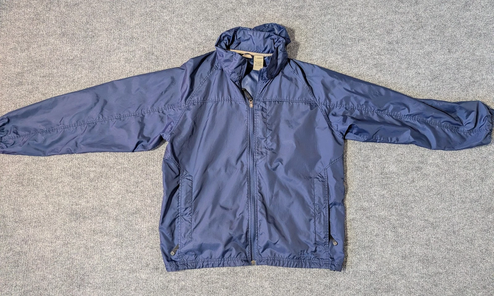 L.L. Bean Jacket Mens XL Blue Hooded Nylon Lightweight Windbreaker Full Zip