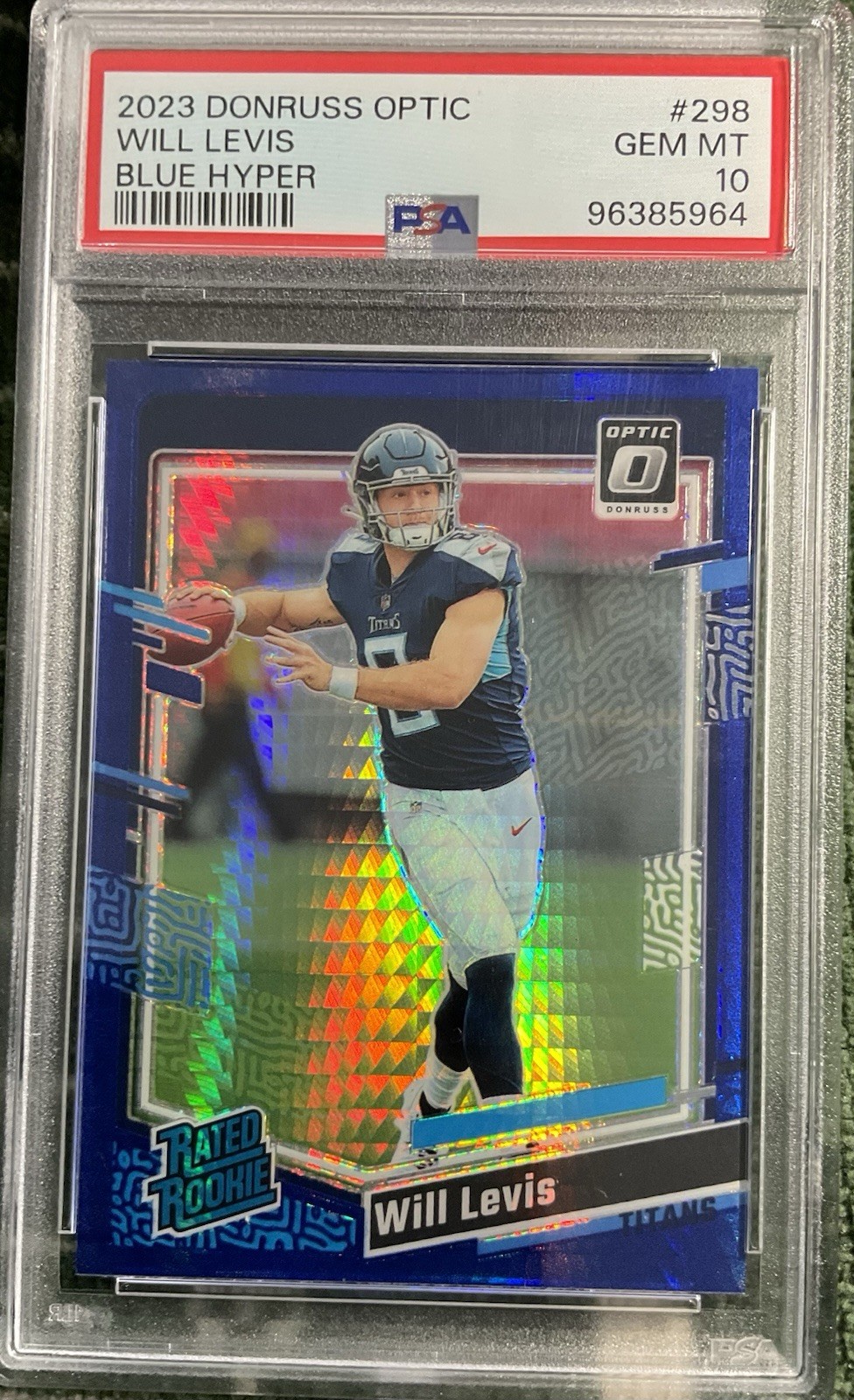 2023 DONRUSS OPTIC BLUE HYPER RC PSA 10 WILL LEVIS 298