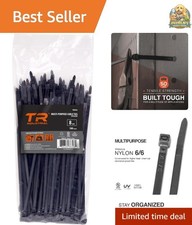 Multi-Purpose UV Resistant Black Cable Ties, 8 inches, 100 Pack