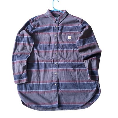 Carhartt Rugged Flex Flannel Shirt Women's Size 2X Gray Blue Relaxed Button Up