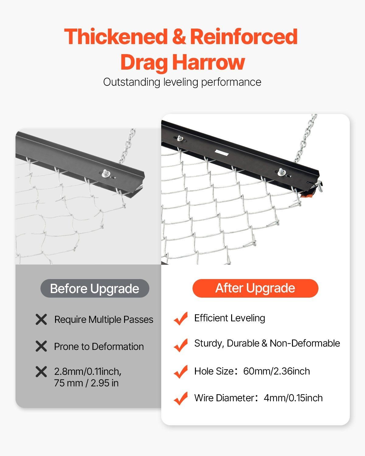 Sturdy 4x5 Foot Chain Drag Harrow for Driveway Grading and Tilling