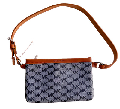 Michael Kors Belt Bag Blue MK Logo Waist Pack Zip Adjustable Strap NEW Travel