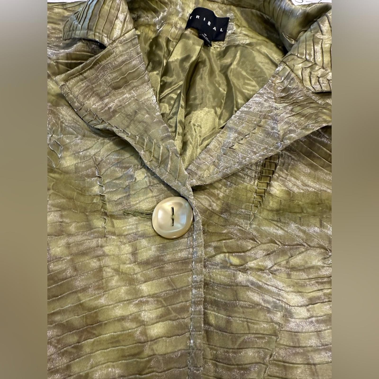 Tribal green snake patterned jacket textured ribb… - image 2