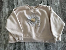 Rylee Cru Girls Daisy Love Boxy Pullover Sweatshirt He Loves Me Size 4-5 Tan