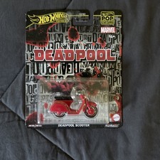 Hot Wheels Premium Pop Culture Deadpool Scooter - Red Real Riders Diecast