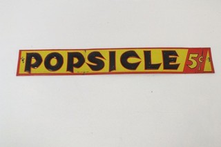 Vtg 1930s Popsicle Tin Sign 5 Cents Advertising General Store 18 x 2 1/2 inches
