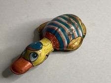 Vintage Tin Litho 4" Duck Clicker Toy - Japan - Excellent Condition Works Great 