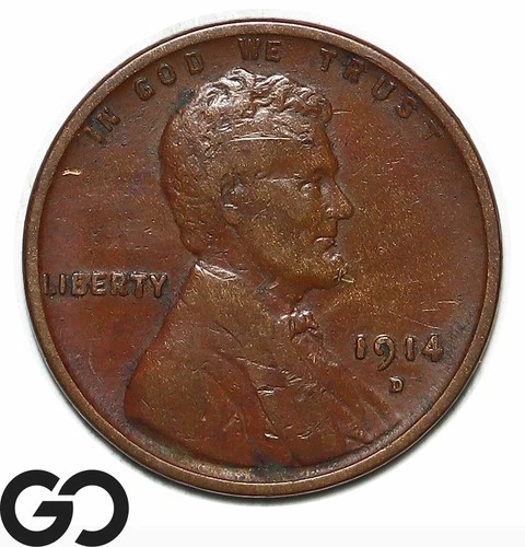1914-D Lincoln Cent Wheat Penny, Sought After Choice XF Key Date, CPG Bids: 825