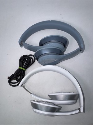 Lot 2 Dr. Dre Beats Solo 2 Wired Headphone B0518 Blue/White No Pads Works!