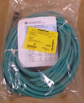 TURCK RSSX RSSX 860-20M Industrial Ethernet Cable 20M 8-Pin Euro Fast, UX10106