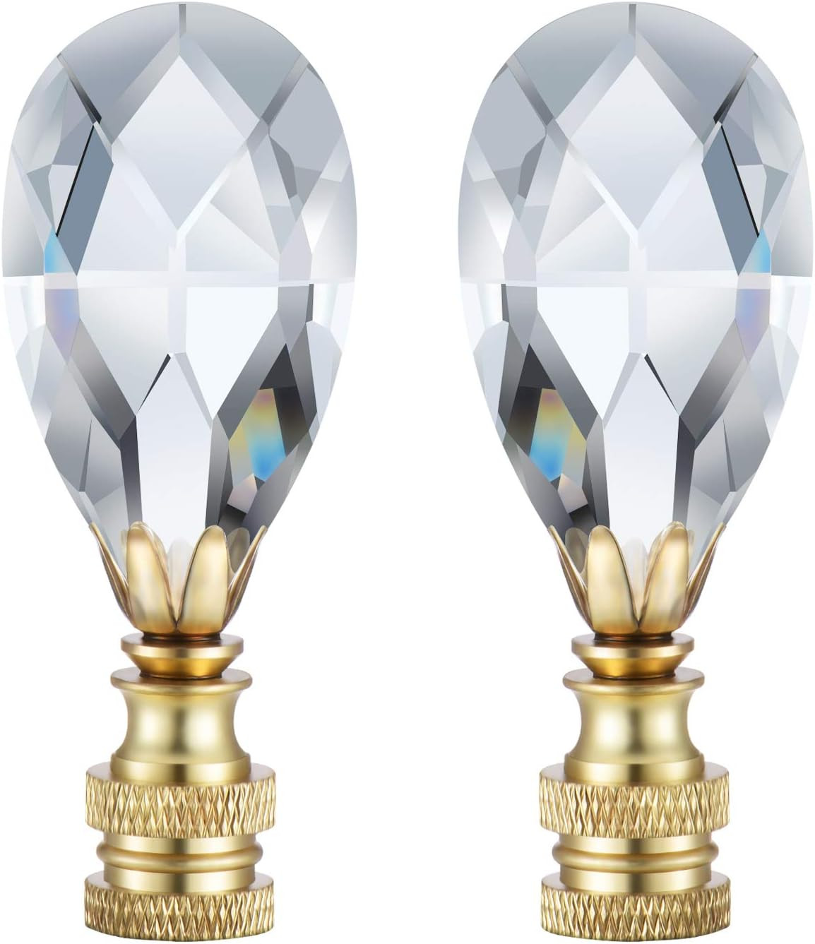 2 Packs Teardrop Clear Crystal Lamp Finial Lamp Decoration for Lamp Shade wit...
