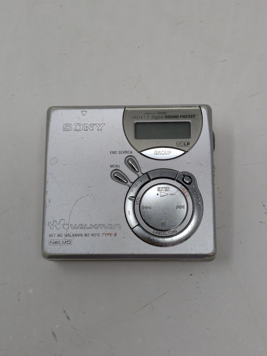 Sony MZ-N510 Net MD Walkman – Enregistreur MiniDisc – Gris – Fonctionne + Pochette Et 2 Disques