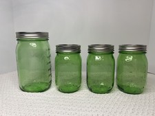 Lot of 4 Green BALL PERFECTION Mason Jar Quart & Pint 1913-1915 100 Years RARE