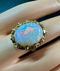 Art Deco 8 Carat Opal Ring 14K Yellow Gold Antique Cocktail Statement Ring — photo 3