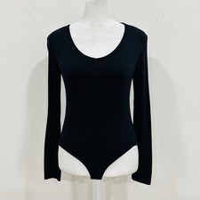 ATM Anthony Thomas Melillo Size M Long Sleeve Bodysuit Black Ribbed Crew Soft