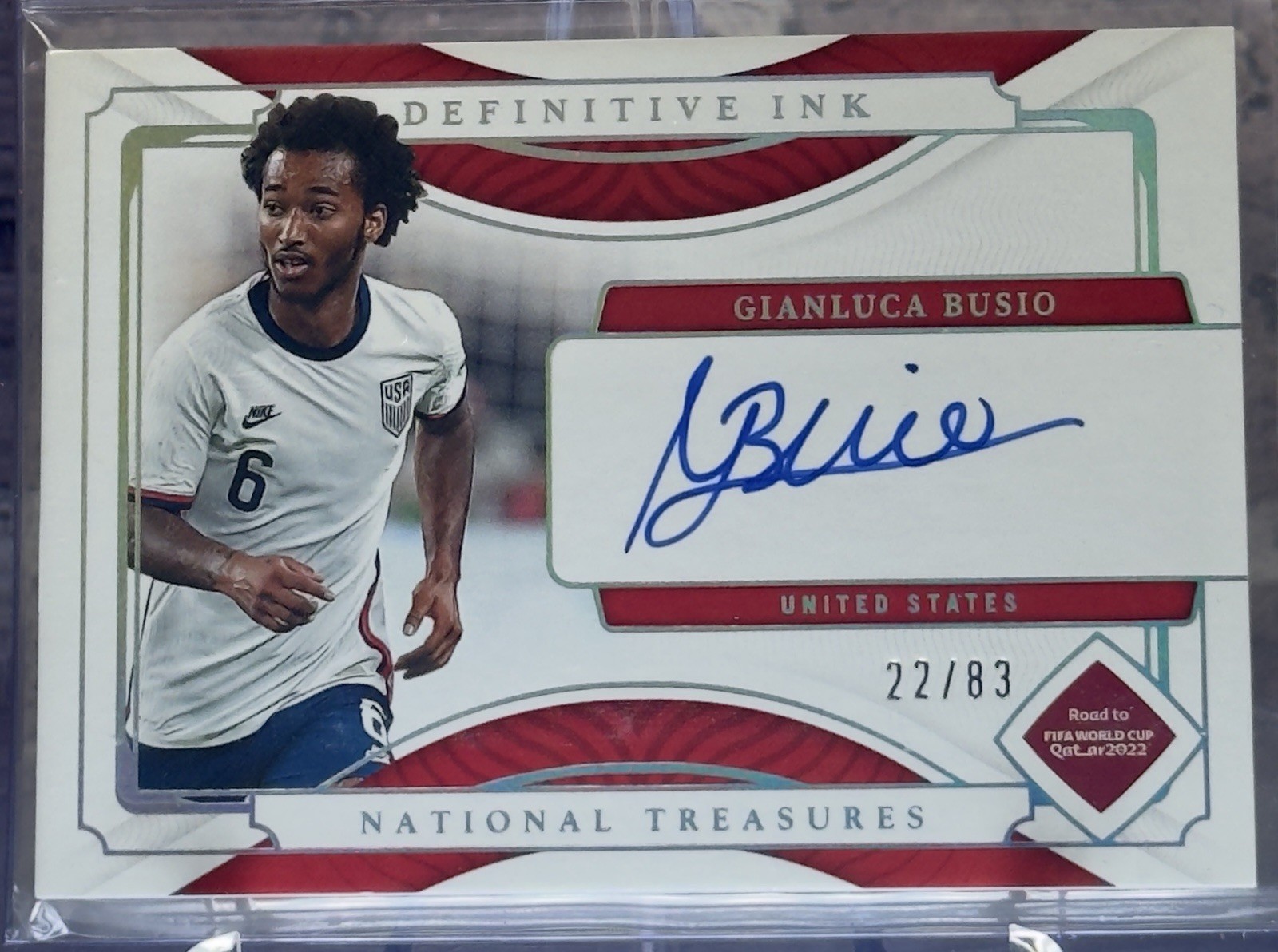 2022 Panini National Treasures Definitive Ink Gianluca Busio #DI-GBU AUTO /83