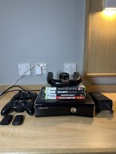 Xbox 360 Slim 250GB Console (1439) - 2 Controllers - Racing Wheel - 4 Top Games
