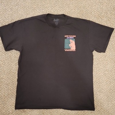 Brooklyn Cloth Open Your Mind Graphic Print T-Shirt L Cotton Black