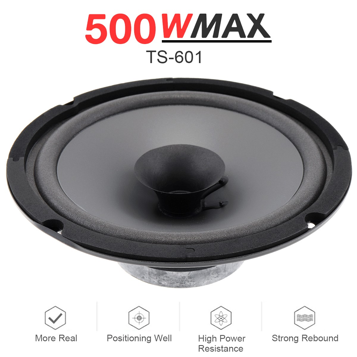 1 Piece 6.5" 2-Way Round Coaxial Car Door Mount Music Speake