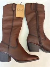 Frye and Co. Womens Sheldon Stacked Heel Brown br Cowboy Boots NEW Size 7.5 M