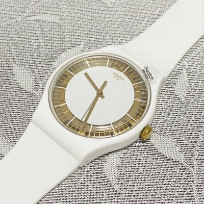 Swatch   SILIWHITE　SUOW158   Silicone  Belt  41mm  New Battery  Swiss Made