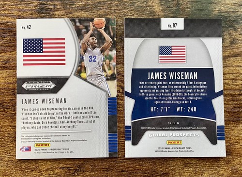James Wiseman Rookie Card Lot 2020 Prizm Draft Basketball Warriors - Picture 2 of 2