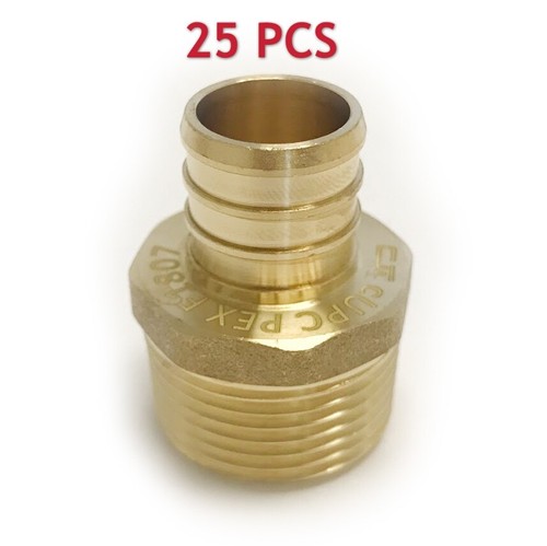 EFIELD 25 PCS 3/4" PEX X 3/4" MALE NPT ADAPTER BRASS CRIMP FITTING LEAD FREE