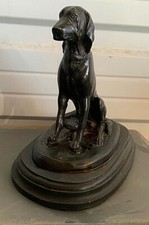 Vintage Bronze Sculpture Dog Statue, Black Labrador; Not Signed