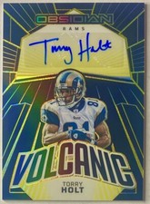 2023 Panini Obsidian Volcanic Torry Holt SP Auto Yellow Electric Edge /10 Rams