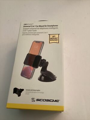 Scosche Car Phone Mount Universal 2 In 1 Includes Vent Mount/Suction Cup Option