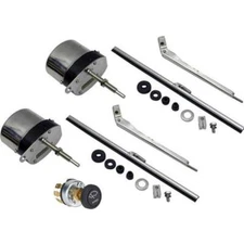 Stainless 12 Volt Electric Windshield Wiper Motors & Dual Switch Kit, Universal