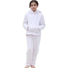 Kids Boys Girls Plain Pyjama Extra Soft Loungewear Pink Flannel Fleece PJS Sets