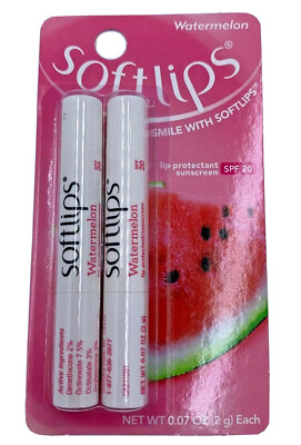 Softlips 2 sticks of lip protection/sunscreen balm watermelon SPF 20