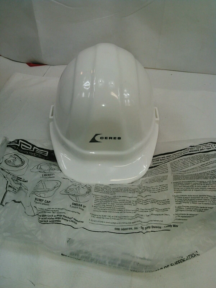 Boné estilo chapéu rígido ERB Omega II com 6 pt. LOTE DE 9 alças de catraca e queixo brancas - Imagem 3 de 3