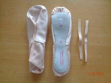 Dance Gear  Pink  Satin Wide Ballet Shoes +Suede Sole + Pink  Elastic- Adult 6.5