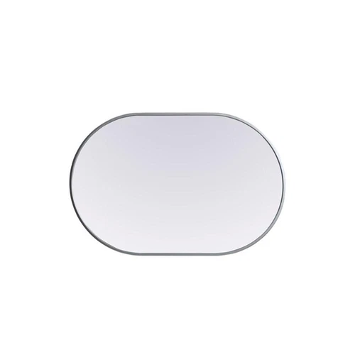 Elegant Decor Asha 24x36" Oval Modern MDF Wood/Iron Mirror in Silver - Picture 3 of 11