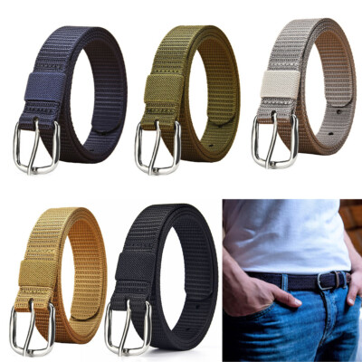 Outdoor Sport Freizeit Metall Schnallen Bund Canvas Gürtel Flechtgürtel Stoff